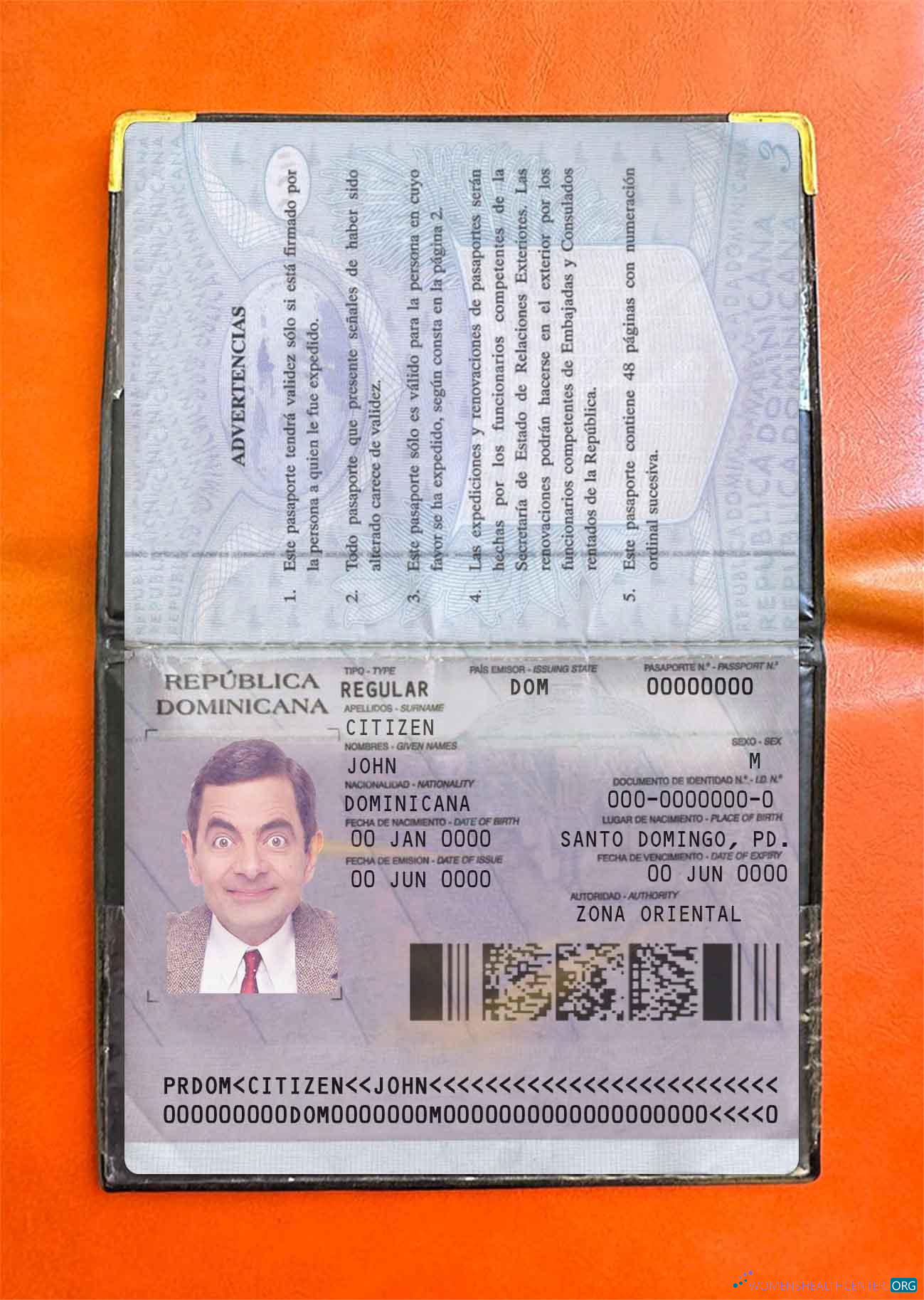 Download Dominican Repubic passport version 2 photo look Photoshop template